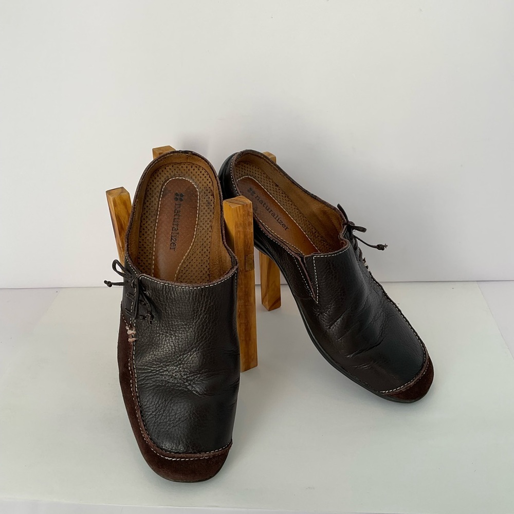 Naturalizer Brown Leather Slip-On Mule Loafers